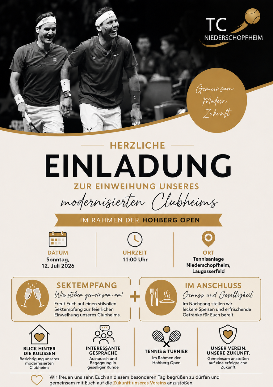 Einladung zur Clubheimeröffnung am Sonntag, den 12. Juli
