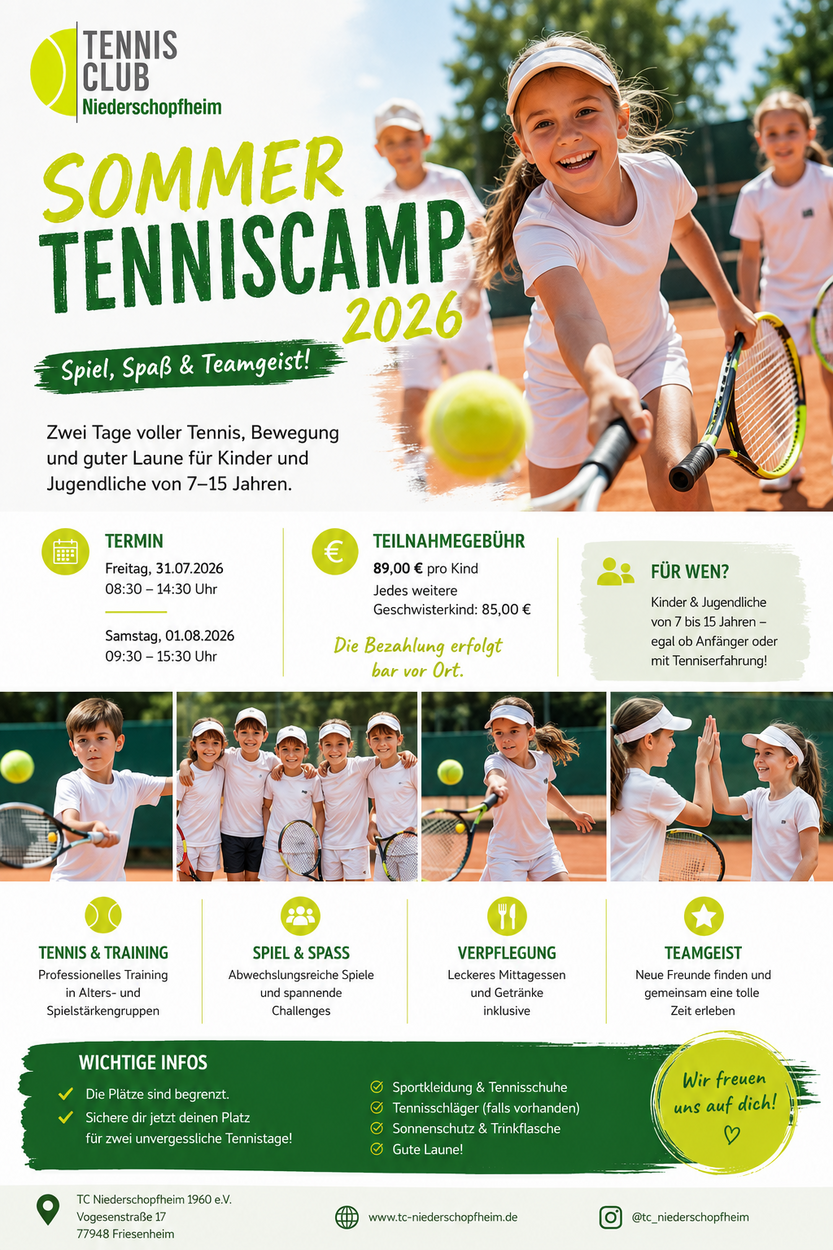 Tenniscamp für Kinder und Jugendliche 2026