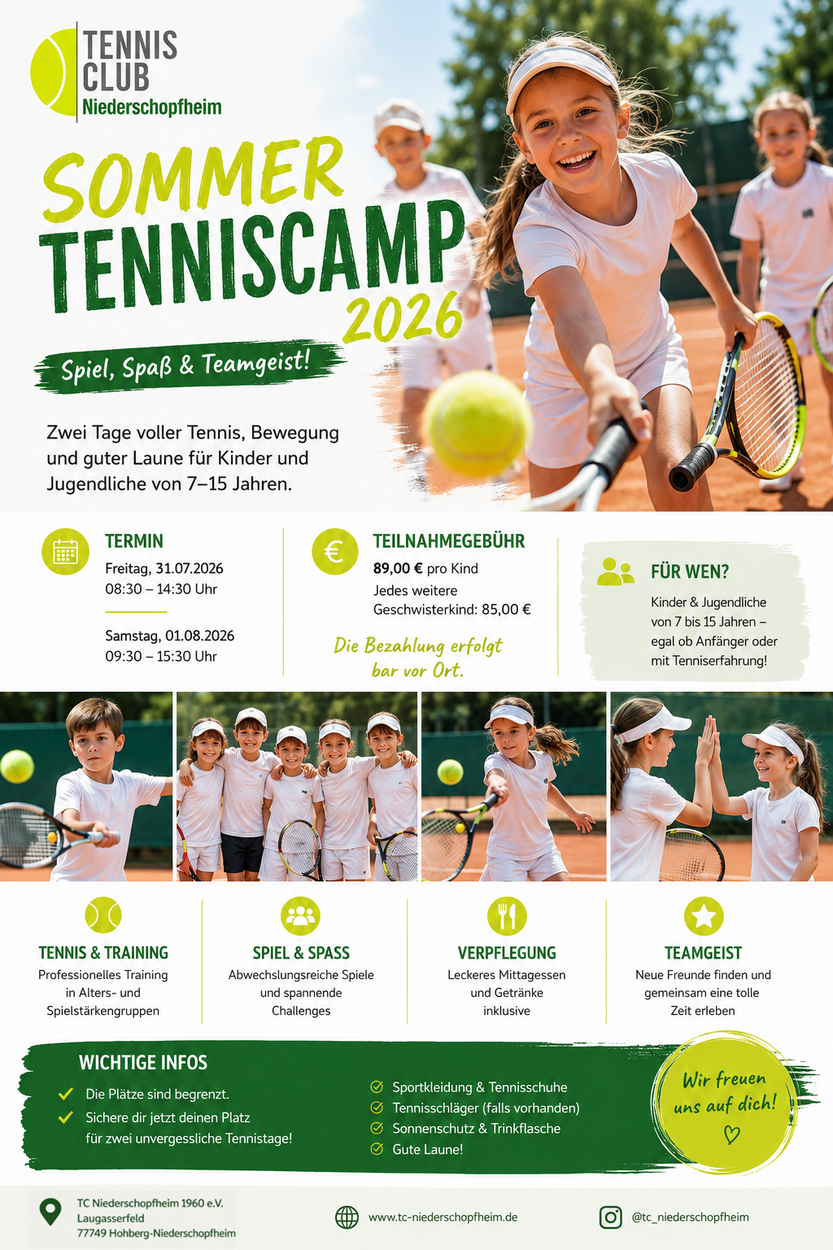 Tenniscamp für Kinder und Jugendliche 2026
